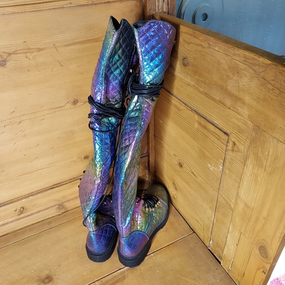 OCHO TOROS Morelia Holographic Thigh High Boots sz 6 - Picture 4 of 8